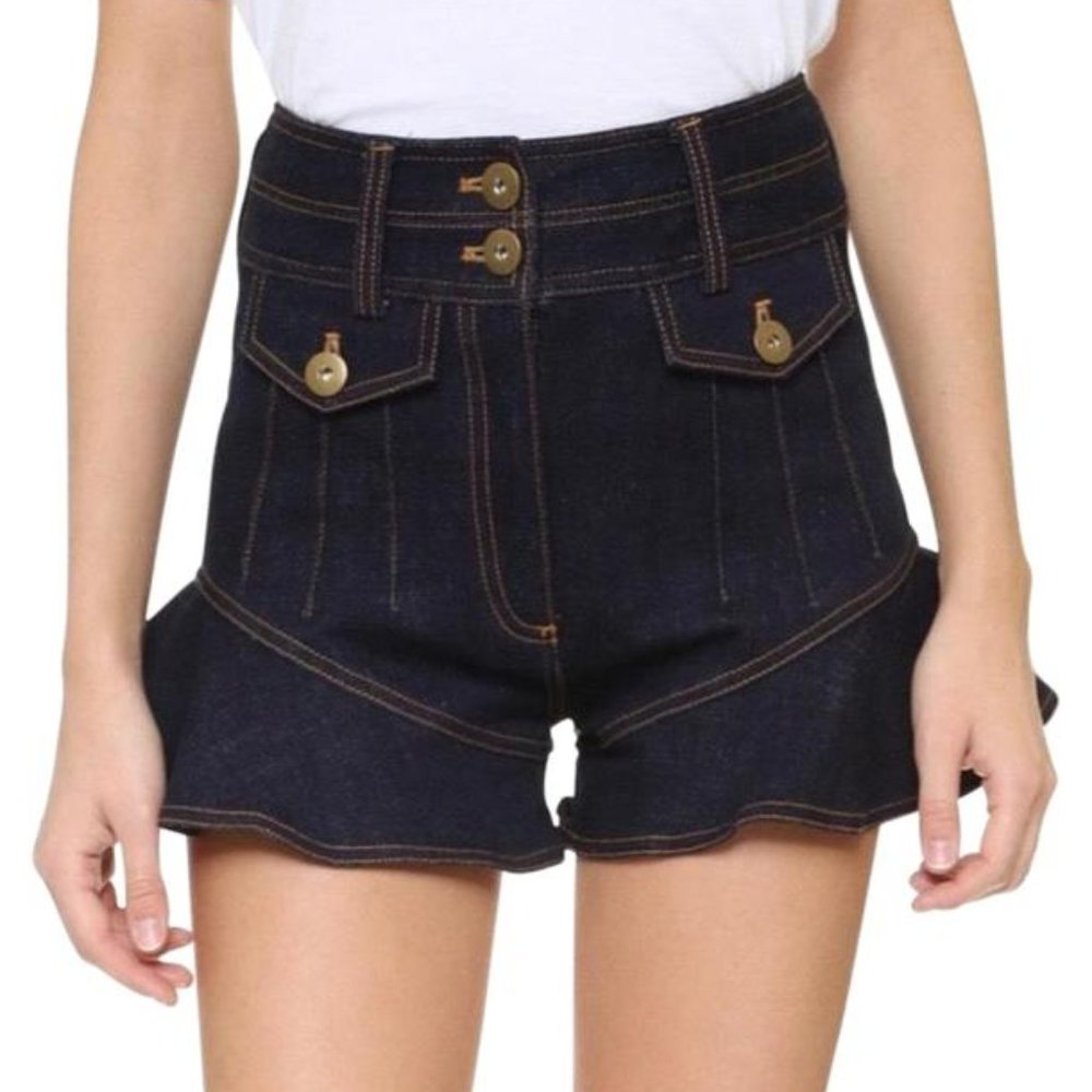 Self-Portrait Mini Denim Shorts